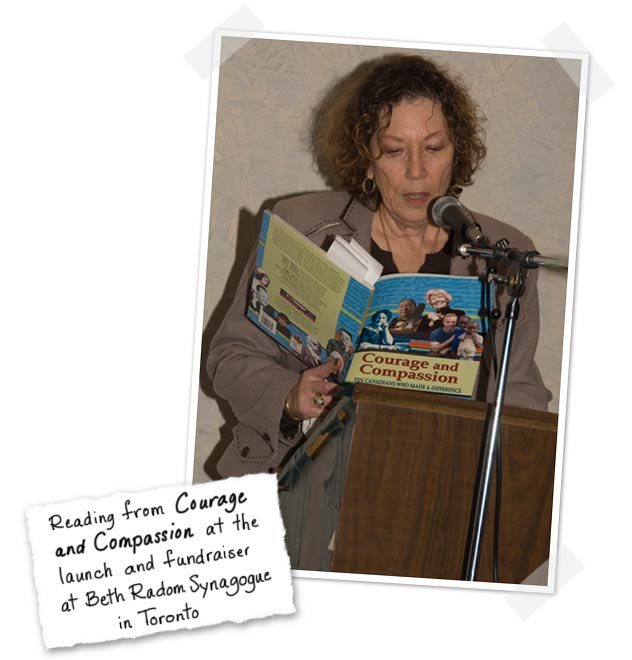 Rona Arato reading from Courage and Compassion at the launch and fundraiser at Beth Radom Synagogue in Toronto