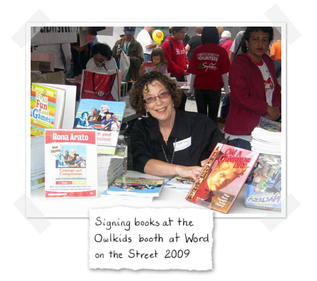 Rona Arato signing books at the Owlkids booth at Word on the Street 2009